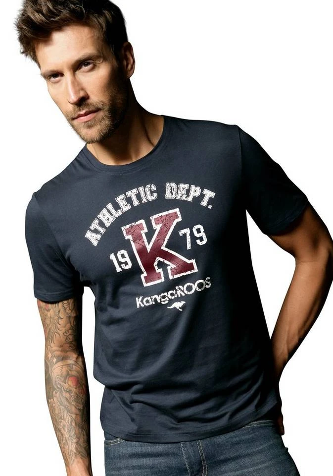 KangaROOS T-Shirt »Homewear« mit großem Druck vorn Navy, Grau-meliert, Bordeaux 3 KangaROOS T-Shirt »Homewear« mit großem Druck vorn Navy, Grau-meliert, Bordeaux