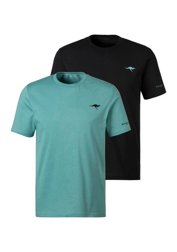 KangaROOS Kurzarmshirt »Homewear« (2er-Pack) mit KangaROOS Print auf der Brust Grau-meliert | anthrazit, Petrol | schwarz 4 KangaROOS Kurzarmshirt »Homewear« (2er-Pack) mit KangaROOS Print auf der Brust Grau-meliert | anthrazit, Petrol | schwarz – Bild 2