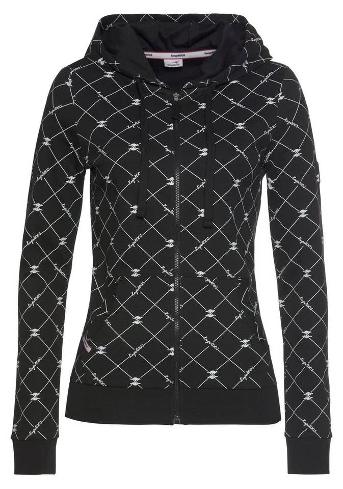KangaROOS Kapuzensweatjacke mit modischen Logo-Allover-Druck Schwarz-weiß-bedruckt, Weiß-schwarz-bedruckt 7 KangaROOS Kapuzensweatjacke mit modischen Logo-Allover-Druck Schwarz-weiß-bedruckt, Weiß-schwarz-bedruckt – Bild 5