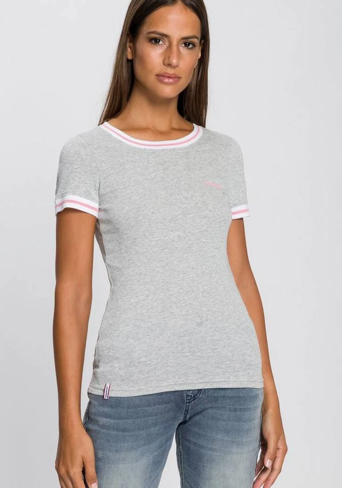 KangaROOS T-Shirt mit modischen Rippenbünchen Schwarz, Blau, Hellgrau-meliert 3 KangaROOS T-Shirt mit modischen Rippenbünchen Schwarz, Blau, Hellgrau-meliert