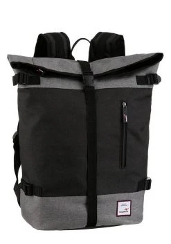 KangaROOS Cityrucksack, mit modischem Roll Top Gelb-grau, Schwarz