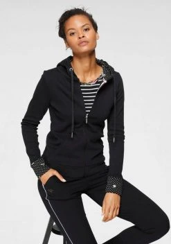 KangaROOS Sweatjacke mit bedrucktem Kapuzenfutter und Ärmelaufschlag - NEUE KOLLEKTION Schwarz-gepunktet, Marine-gebl&uuml;mt -KANGAROOS Verkäufe 76337f69 1320 5d4a b795 43a7f1860b71