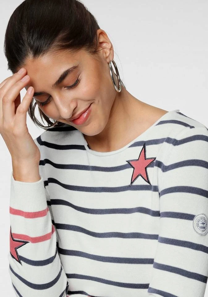 7b0f920c-ebc7-5b99-9c62-f2c3418533eb.jpg KangaROOS Streifenpullover mit kontrastfarbigen, aufgenähten Sternen Schwarz-grau-wollweiß-gestreift, Blau-weiß-rosa-gestreift, Wollweiß-blau-hellpink-gestreift -KANGAROOS Verkäufe 7b0f920c ebc7 5b99 9c62 f2c3418533eb