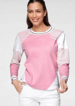 KangaROOS Sweatshirt im Colorblocking-Design mit Pünktchen Rosa-weiß-hellgrau-bedruckt, Schwarz-hellgrau-meliert, Himbeere-meliert, Marine-hellblau