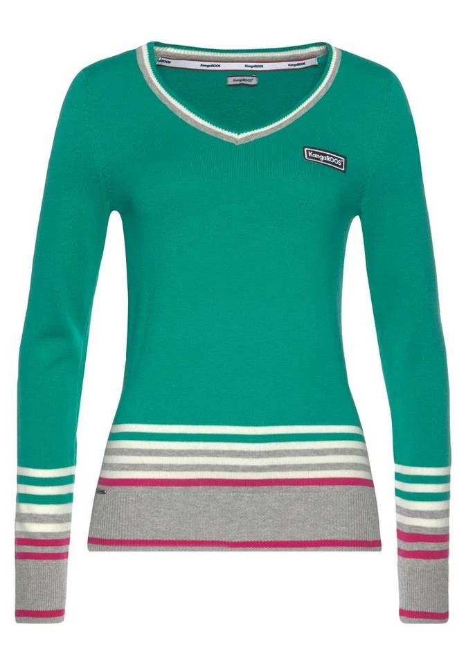 KangaROOS V-Ausschnitt-Pullover im tollen Streifen-Farb-Mix Marine-rot, Grau-meliert-pink, Hummer-mint-wollweiß-blau-gestreift, Grün-hellgrau-wollweiß-gestreift 7 KangaROOS V-Ausschnitt-Pullover im tollen Streifen-Farb-Mix Marine-rot, Grau-meliert-pink, Hummer-mint-wollweiß-blau-gestreift, Grün-hellgrau-wollweiß-gestreift – Bild 5