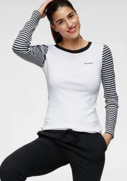 KangaROOS Langarmshirt im modischem Uni-Streifen-Mix Wei&szlig;-schwarz-gestreift, Marine-wei&szlig;