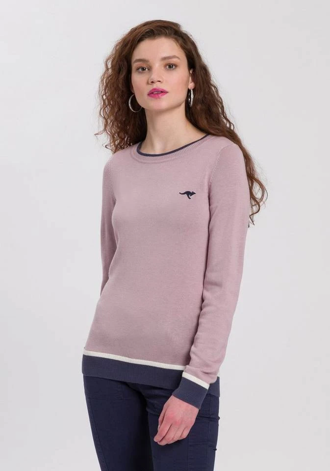 KangaROOS Rundhalspullover mit kontrastfarbenem Saum Schwarz, Offwhite-schwarz, Marine-rot, Rosa-blau 3 KangaROOS Rundhalspullover mit kontrastfarbenem Saum Schwarz, Offwhite-schwarz, Marine-rot, Rosa-blau
