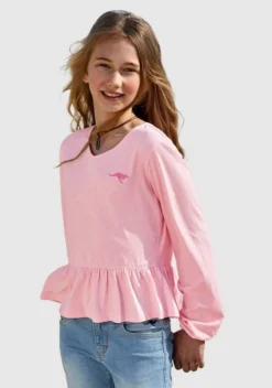 KangaROOS Langarmshirt in kürzerer Form