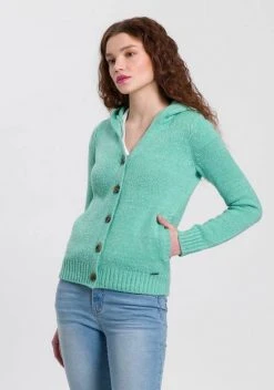 KangaROOS Kapuzenstrickjacke mit Eingrifftaschen in der Seitennaht - NEUE KOLLEKTION T&uuml;rkis, Grau-meliert