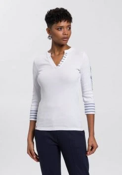 KangaROOS 3/4-Arm-Shirt mit großem Markenschriftzug am Arm Weiß-blau, Schwarz-weiß, Marine-weiß -KANGAROOS Verkäufe 85446e4b b109 5031 9952 155374f6cf0a