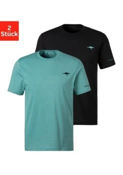 KangaROOS Kurzarmshirt »Homewear« (2er-Pack) mit KangaROOS Print auf der Brust Grau-meliert | anthrazit, Petrol | schwarz