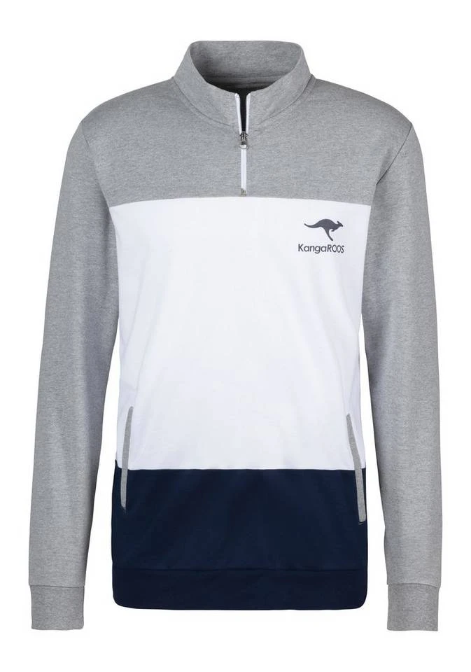 884ee3df-ecf2-5919-8197-a29aac136f10.jpg KangaROOS Sweatshirt mit Stehkragen und kurzem Reißverschluss Petrol-grau-meliert-navy, Grau-meliert-weiß-navy -KANGAROOS Verkäufe 884ee3df ecf2 5919 8197 a29aac136f10