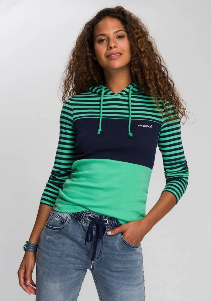 8ad9770c-4524-5bcd-a5b3-412838ce43d0.jpg KangaROOS Kapuzenshirt in verspielter Ringel-Optik mit Colorblocking Design Schwarz-weiß-hellgrau, Weiß-marine-rauchblau, Coral-hellgrau-gestreift, Grün-marine-gestreift -KANGAROOS Verkäufe 8ad9770c 4524 5bcd a5b3 412838ce43d0