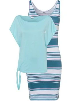 KangaROOS Jerseykleid (Set, 2-tlg., mit T-Shirt) mit Stretchanteil T&uuml;rkis-wei&szlig;, Anthrazit-meliert-schwarz, Marine | rot-blau-gestreift -KANGAROOS Verkäufe 8ffb0baf a14e 56a2 a54a 935a545220c2