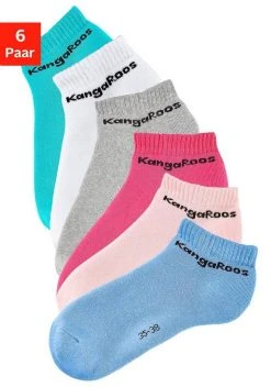 KangaROOS Sneakersocken (6-Paar) mit Frottee innen 1 x weiß | 1 x rosa | 1 x pink | 1 x mint | 1 x blau | 1 x grau, 6 x schwarz