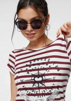 KangaROOS T-Shirt mit großem Metallic-Print vorne Marine-wei&szlig;-gestreift, Grau-wei&szlig;-gestreift, Bordeaux-wei&szlig;-gestreift -KANGAROOS Verkäufe 955c743c 9215 509d b83b 048e0c388bc2