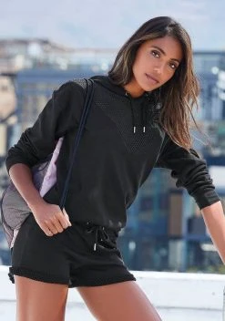 KangaROOS Hoodie mit Lochmuster über den Brustbereich Schwarz, Petrol -KANGAROOS Verkäufe 95ee0358 c32a 55f3 9257 3e3e17ca2808