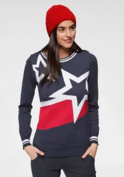 KangaROOS Jacquardpullover mit trendigem Stern-Design und Konstrast-Streifen - NEUE KOLLEKTION
