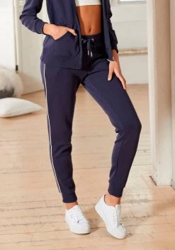 KangaROOS Relaxhose mit kontrastfarbenem Piping Rot, Weiß, Marine