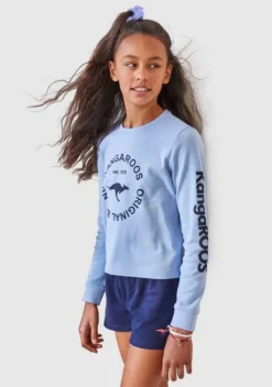 KangaROOS Langarmshirt in kurzer Form mit Ärmeldruck