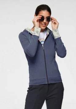 KangaROOS Sweatjacke mit bedrucktem Kapuzenfutter und Ärmelaufschlag - NEUE KOLLEKTION Schwarz-gepunktet, Marine-geblümt