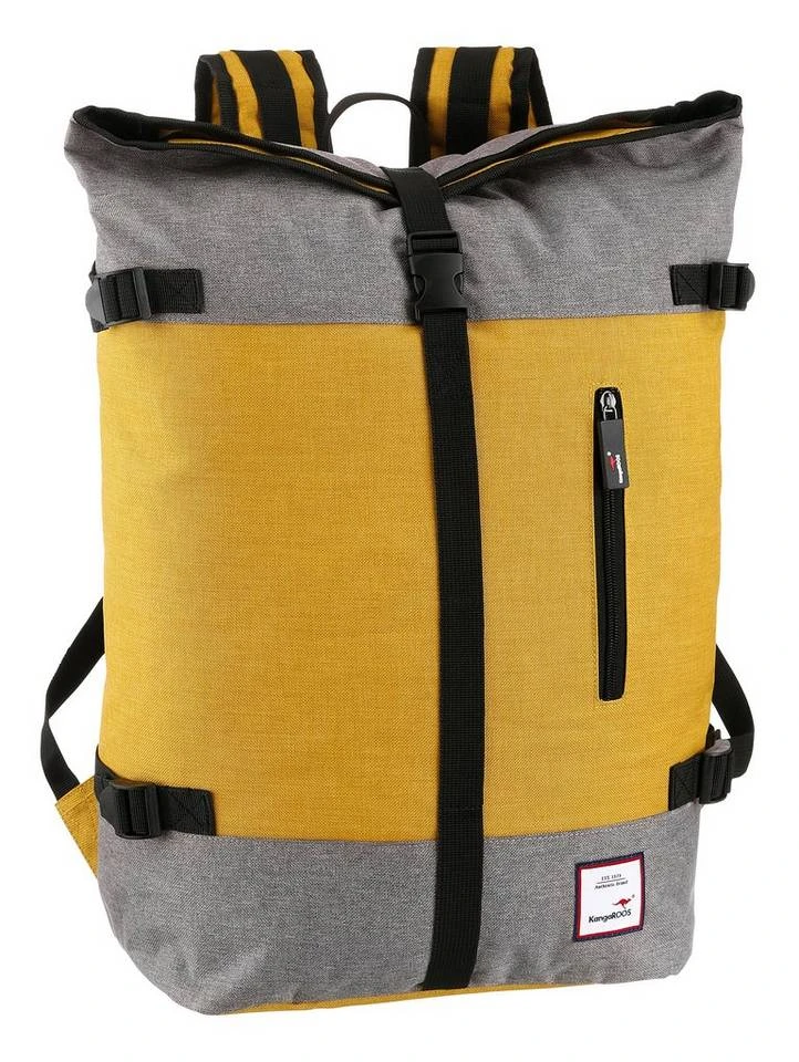 KangaROOS Cityrucksack, mit modischem Roll Top Gelb-grau, Schwarz 6 KangaROOS Cityrucksack, mit modischem Roll Top Gelb-grau, Schwarz – Bild 4