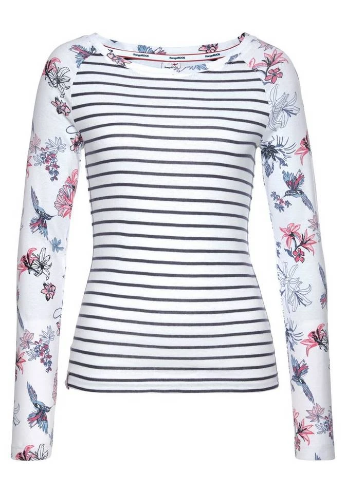 KangaROOS Langarmshirt im angesagtem Mustermix Schwarz, Weiß-marine-gestreift, Himbeere 7 KangaROOS Langarmshirt im angesagtem Mustermix Schwarz, Weiß-marine-gestreift, Himbeere – Bild 5