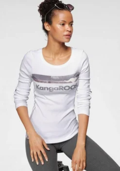 KangaROOS Print-Shirt mit Turn-up Ärmeln und collem Front-Druck