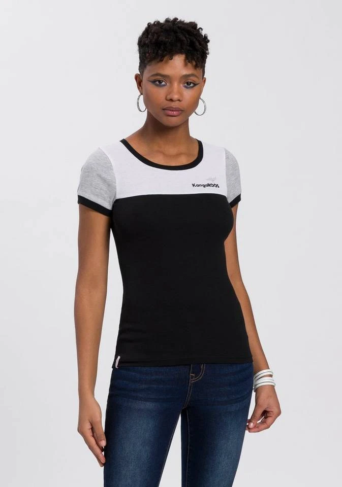 KangaROOS T-Shirt im Colorblocking-Stil Hellgrau-meliert-grün-weiß, Marine-colorblocking, Weiß-schwarz-hellgrau-meliert 9 KangaROOS T-Shirt im Colorblocking-Stil Hellgrau-meliert-grün-weiß, Marine-colorblocking, Weiß-schwarz-hellgrau-meliert – Bild 7