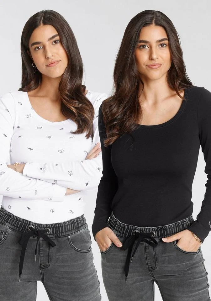 ae5dfd8b-dc3b-5227-94e7-5c7ddddd6cd4.jpg KangaROOS Langarmshirt (Packung, 2er-Pack) im Doppelpack 1x uni + 1x bedruckt - NEUE KOLLEKTION Weiß-schwarz, Marine-hellgrau-meliert -KANGAROOS Verkäufe ae5dfd8b dc3b 5227 94e7 5c7ddddd6cd4