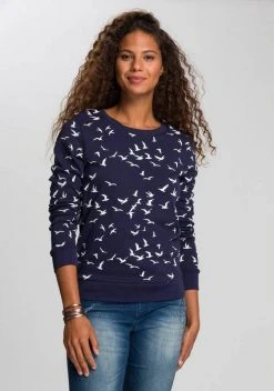 KangaROOS Sweatshirt mit modischem Minimal-Allover-Print Mittelblau, Schwarz, Himbeere, Marine