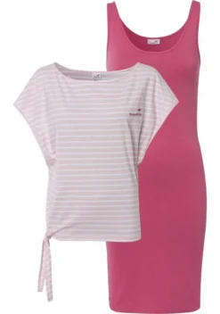 KangaROOS Jerseykleid (Set, 2-tlg., mit T-Shirt) für einen sommerlichen Kombi-Look Blau-weiß-marine, Schwarz | grau-weiß-gestreift, Rosa-weiß-himbeere