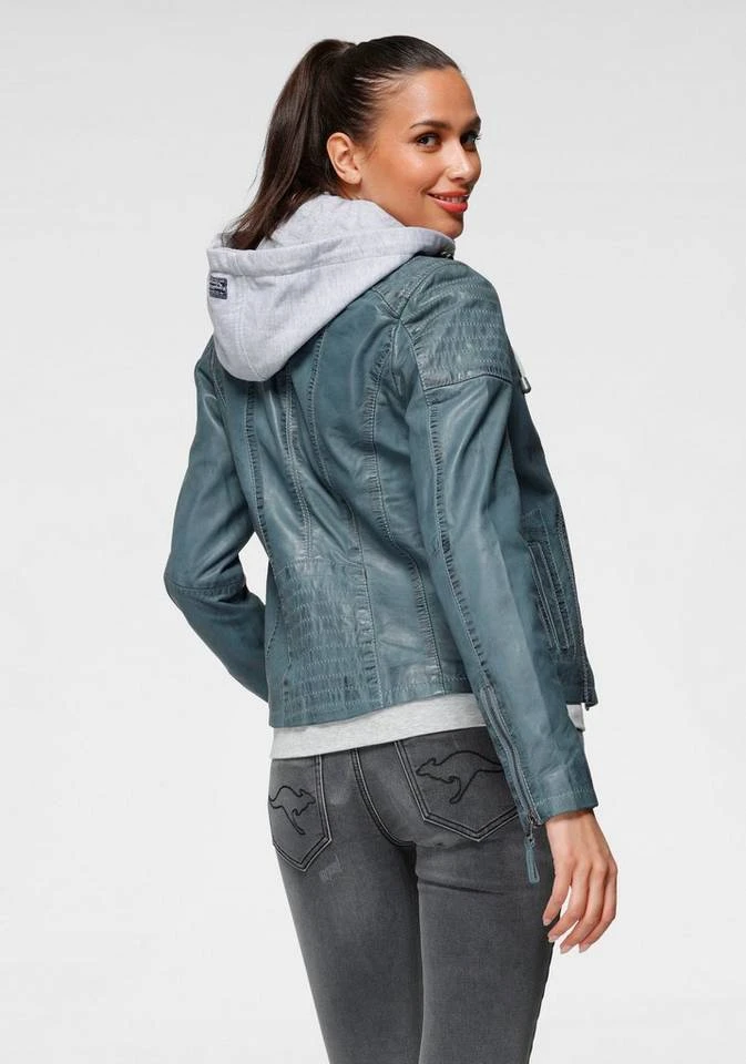 KangaROOS Lederjacke mit Kapuze aus Shirt-Ware Graublau-washed, Schwarz-washed, Stone-washed 4 KangaROOS Lederjacke mit Kapuze aus Shirt-Ware Graublau-washed, Schwarz-washed, Stone-washed – Bild 2