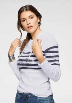 KangaROOS Kapuzenshirt mit goldschimmerndem Metallic-Print im Collage-Style Weiß-marine, Schwarz-weiß