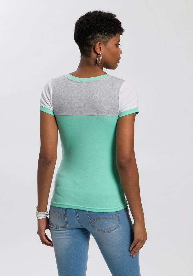 KangaROOS T-Shirt im Colorblocking-Stil Hellgrau-meliert-grün-weiß, Marine-colorblocking, Weiß-schwarz-hellgrau-meliert 4 KangaROOS T-Shirt im Colorblocking-Stil Hellgrau-meliert-grün-weiß, Marine-colorblocking, Weiß-schwarz-hellgrau-meliert – Bild 2