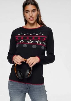 KangaROOS Jacquardpullover mit sportiven Raglan-Ärmeln Marine, Schwarz