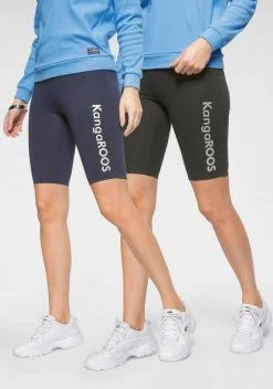 KangaROOS Radlerhose (2-tlg) perfekt kombinierbar mit Kleidern und Röcken Marine-schwarz, Weiß-hellgrau-melange-bedruckt-silberfarben