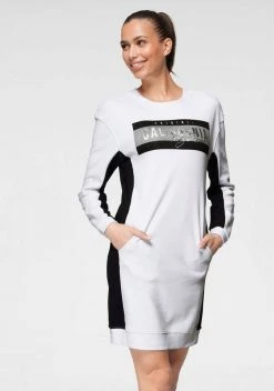 KangaROOS Sweatkleid mit großem Logodruck und kontrastfarbenen Einsätzen - NEUE KOLLEKTION Weiß, Schwarz