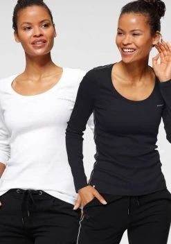 KangaROOS Langarmshirt (Packung, 2-tlg., 2er-Pack) im Doppelpack in toller Basic-Form Marine | grau-meliert, Blau-himbeere, Schwarz-weiß -KANGAROOS Verkäufe bf60b261 5425 5619 8766 e7fa9f0243ff