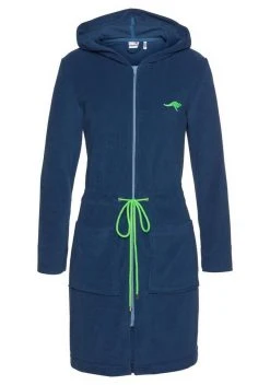 Damenbademantel »Kira«, KangaROOS, mit Reißverschluss und Bindekordel Grau-pink, Blau-neongrün