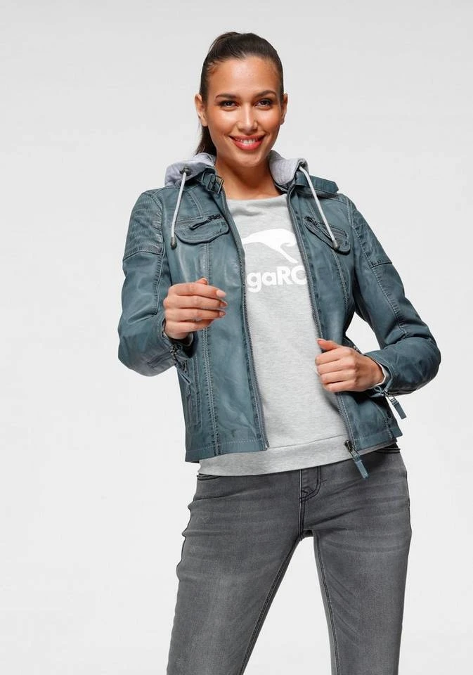 KangaROOS Lederjacke mit Kapuze aus Shirt-Ware Graublau-washed, Schwarz-washed, Stone-washed 3 KangaROOS Lederjacke mit Kapuze aus Shirt-Ware Graublau-washed, Schwarz-washed, Stone-washed