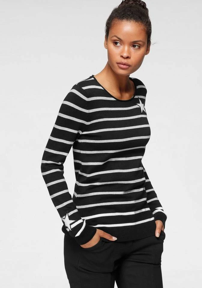 c0898de9-2223-5357-bc58-d9523a649c00.jpg KangaROOS Streifenpullover mit kontrastfarbigen, aufgenähten Sternen Schwarz-grau-wollweiß-gestreift, Blau-weiß-rosa-gestreift, Wollweiß-blau-hellpink-gestreift -KANGAROOS Verkäufe c0898de9 2223 5357 bc58 d9523a649c00