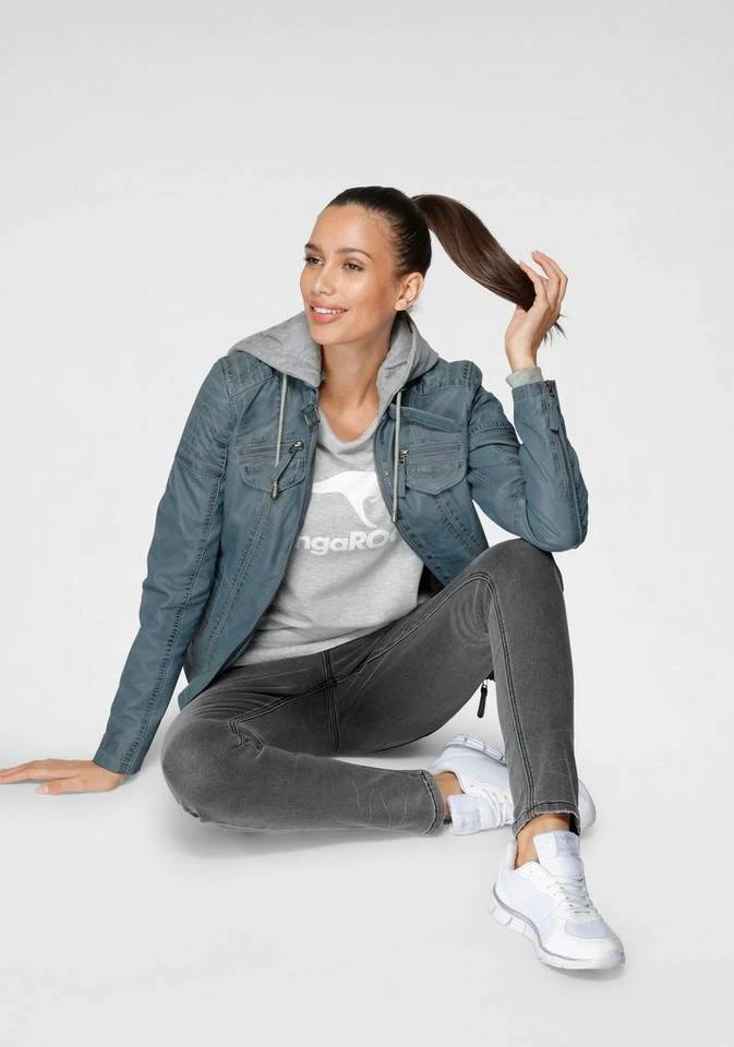 KangaROOS Lederjacke mit Kapuze aus Shirt-Ware Graublau-washed, Schwarz-washed, Stone-washed 9 KangaROOS Lederjacke mit Kapuze aus Shirt-Ware Graublau-washed, Schwarz-washed, Stone-washed – Bild 7