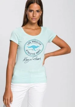 KangaROOS T-Shirt mit großem Retro Label-Druck vorne Weiß, Schwarz, Türkis, Marine