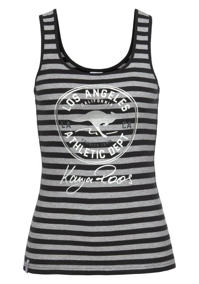 KangaROOS Tanktop mit großem Marken-Logo im Brustbereich Marine-weiß-gestreift, Himbeere-gestreift, Hellblau-weiß, Schwarz-hellgrau-meliert 8 KangaROOS Tanktop mit großem Marken-Logo im Brustbereich Marine-weiß-gestreift, Himbeere-gestreift, Hellblau-weiß, Schwarz-hellgrau-meliert – Bild 6