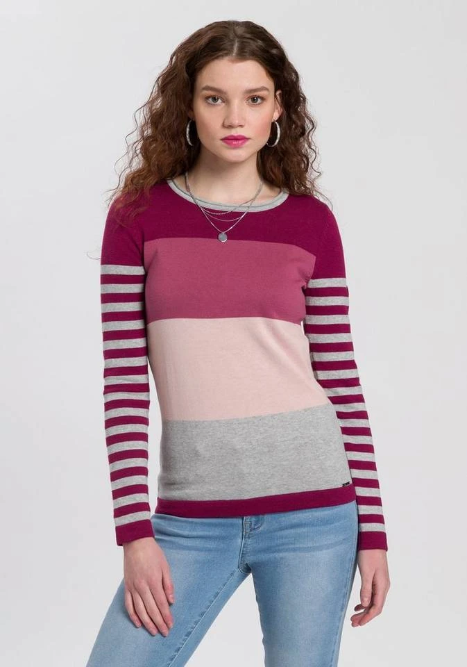KangaROOS Rundhalspullover in modischer Streifenoptik Beere-rosa, Marine-rot-hellgrau, Hellgrau-türkis-pink, Wollweiß-rosa-dunkelgrün 12 KangaROOS Rundhalspullover in modischer Streifenoptik Beere-rosa, Marine-rot-hellgrau, Hellgrau-türkis-pink, Wollweiß-rosa-dunkelgrün – Bild 10