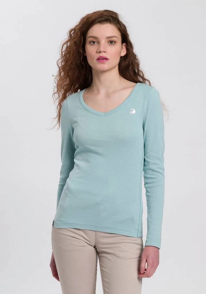 caf090ec-e6de-5143-929a-44d96fd5cf4f.jpg KangaROOS Longsleeve mit V-Neck und silberschimmernden Logodruck auf der Brust - NEUE KOLLEKTION Mint, Weiß, Schwarz -KANGAROOS Verkäufe caf090ec e6de 5143 929a 44d96fd5cf4f