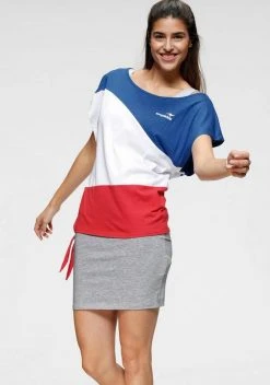 KangaROOS 2-in-1-Kleid (2-tlg) in sommerlicher zweiteiliger Kombination Kleid und Shirt Grau-weiß-gestreift | schwarz, Marine-koralle-gestreift | marine, Royalblau-rot-weiß | hellgrau-meliert, Blau-rosa