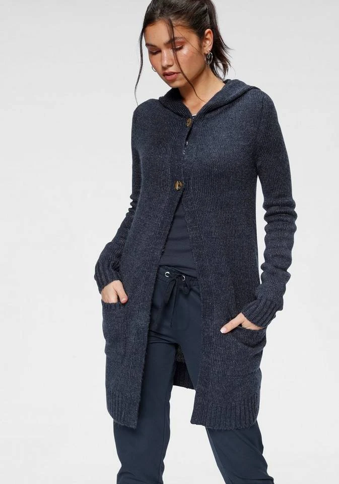 KangaROOS Kapuzenstrickjacke mit aufgesetzten Taschen und breiten Rippbündchen Marine-meliert, Rosa-meliert, Schwarz, Beige-meliert 9 KangaROOS Kapuzenstrickjacke mit aufgesetzten Taschen und breiten Rippbündchen Marine-meliert, Rosa-meliert, Schwarz, Beige-meliert – Bild 7