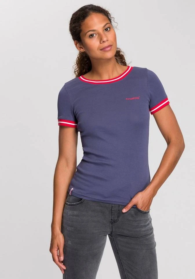 KangaROOS T-Shirt mit modischen Rippenbünchen Schwarz, Blau, Hellgrau-meliert 20 KangaROOS T-Shirt mit modischen Rippenbünchen Schwarz, Blau, Hellgrau-meliert – Bild 18
